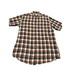 Studio Alx Shirt Mens Medium Striped Linen Blend Short Sleeve Button Down